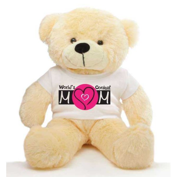 2 feet big peach teddy bear wearing a Mother's Day T-shirt